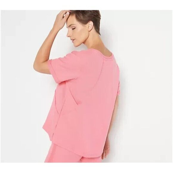 Fit 4 All by Carrie Wightman V-Neck Top with Pockets Papaya Pink Size 4X A398763 - Picture 2 of 3